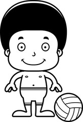 Cartoon Smiling Beach Volleyball Player Boy