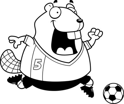 Cartoon Beaver Soccer