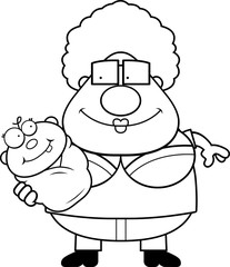 Cartoon Grandma Holding Baby