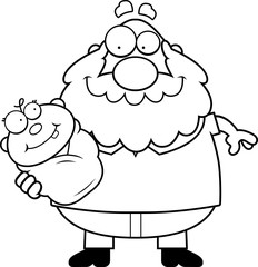 Cartoon Grandpa Holding Baby