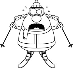 Scared Cartoon Skier