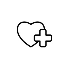 heart with medical sign icon on white background