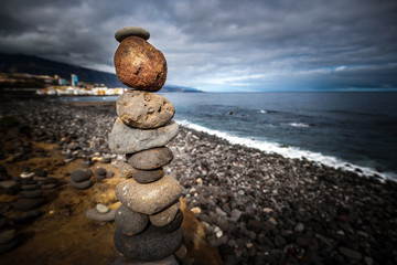 Zen-like grouping of stones.Shallow dept of field.Tenerife