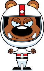 Cartoon Angry Race Car Driver Bear