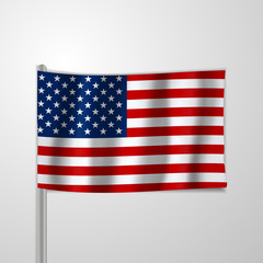 United States Flag Vector Closeup Illustration. The national flag of USA. The symbol of the state on wavy silk fabric. Realistic vector illustration.
