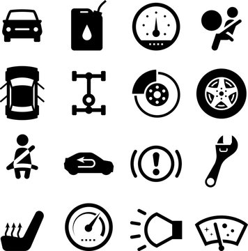Auto Parts Icons - Black Series