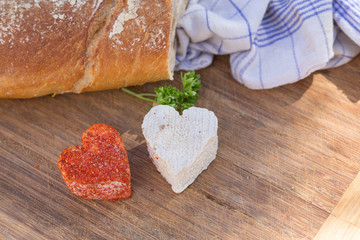 Earth cheeses, natur and paprika, and bread