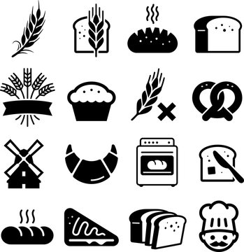Breads And Grains Icons - Black Series