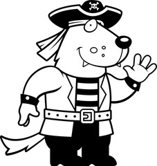 Fototapeta na wymiar Cartoon Wolf Pirate
