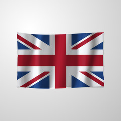 Hanging flag of UK. United Kingdom flag concept. Vector illustration. Great Britain flag.