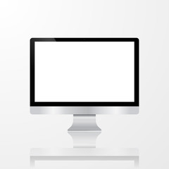 laptop with blank screen on white background