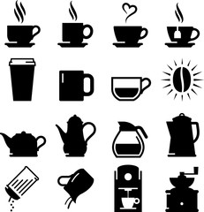 Coffee And Tea Icons - Black Series
