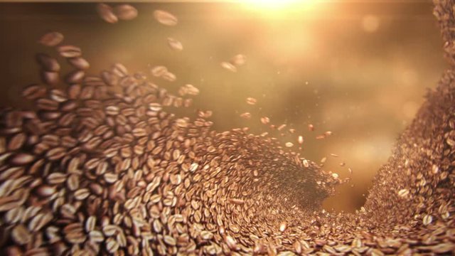 Coffee beans falling wave