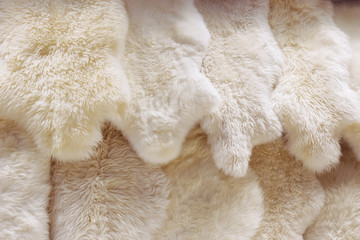 Row of sheepskin carpet - 164392129