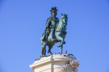 Comercio Square monument in Lisbon - LISBON, PORTUGAL 2017