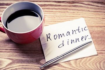 Romantic message written on napkin