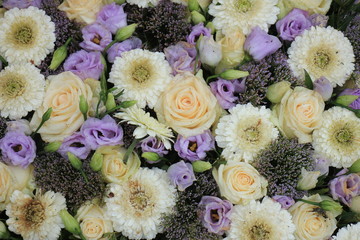 Purple and white wedding flowers