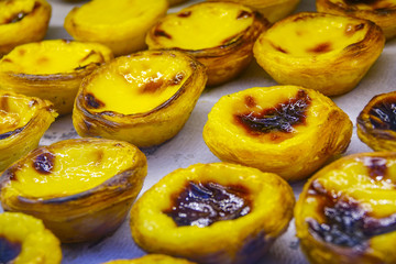 Delicious little Nata Cakes - very popular in Lisbon - LISBON, PORTUGAL 2017