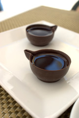 portuguese beverage ginginha in chocolate cup