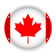 round metallic flag of Canada with screw holes