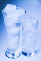 Drink. Water glass and ice