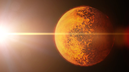 exoplanet TRAPPIST-1b, tidally locked alien planet lit by a dwarf star