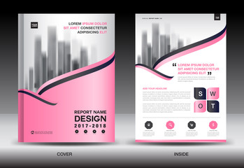 Annual report brochure flyer template, Pink cover design, business advertisement, magazine ads, catalog vector layout in A4 size, brochure cover, magazine cover, business template vector
