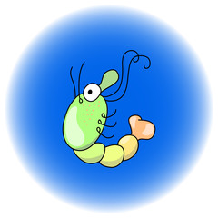 Cute shrimp cartoon vector illustration. Handdrawn sea animal icon