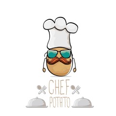 vector funny cartoon cute brown chef potato