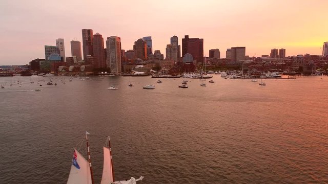 Orange sunset over Boston