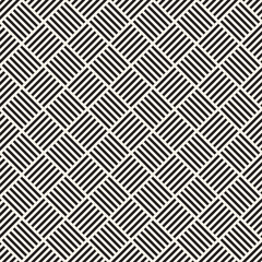 Crosshatch vector seamless geometric pattern. Crossed graphic rectangles background. Checkered motif. Seamless black and white texture of crosshatched lines. Trellis simple fabric print.