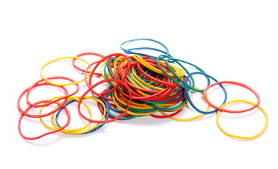 pile colorful rubber bands isolated on white 