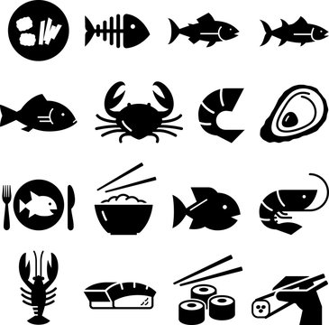 Seafood Icons - Black Series