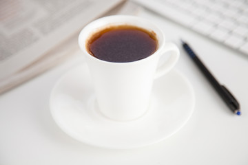 Workplace in the morning - business background