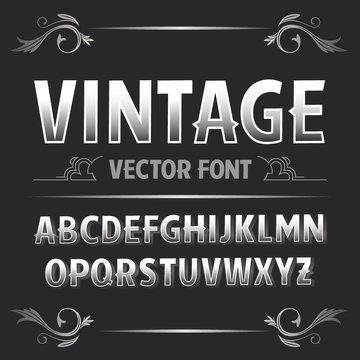 Vector vintage label font. Retro font.