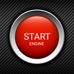 Start engine button on carbon background