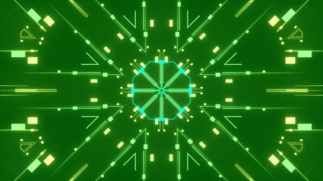 green abstract background, moving rectangles and lines, loop