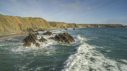 Aerial view of Marloes Sands, Pembrokeshire, Wales, UK 24.09.2015 