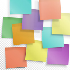 Colorful sticky notes. Busy concept illustration. Vector editable template on transparent background.