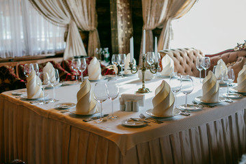 Table setting in a restaurant