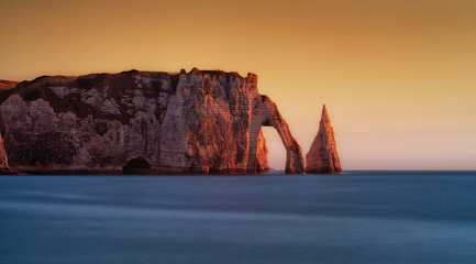 The Porte d'Aval and L'Aiguille at Etretat, a commune in the Seine-Maritime department in the Normandy region of north western France