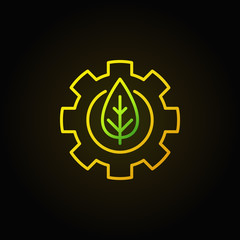 Green leaf in gear concept icon