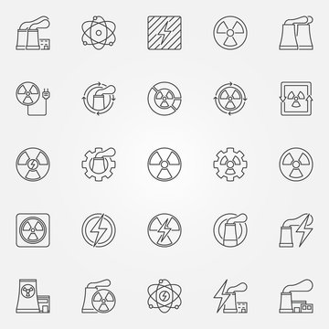Nuclear power icons set
