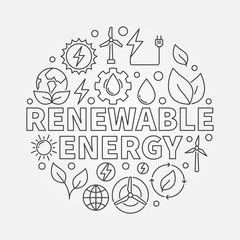 Renewable Energy round outline illustration