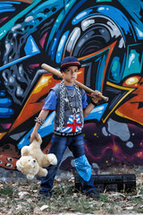 Little boy looks like a gangster