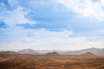 Fototapeta na wymiar Desert landscape background global warming concept