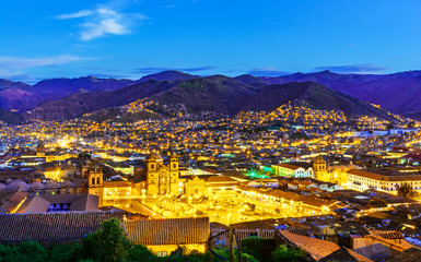 Cusco, Peru - Overview of the Plaza de Armas and Church of the Society of Jesus