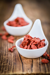 Portion of Dried Goji Berries (selective focus)