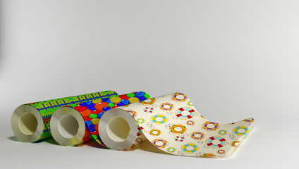 иллюстрация с 3d модели рулонов бумажных обоев