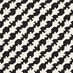 Hand drawn black and white ink abstract seamless pattern. Vector grunge texture. Monochrome geometric shappes paint brush lines